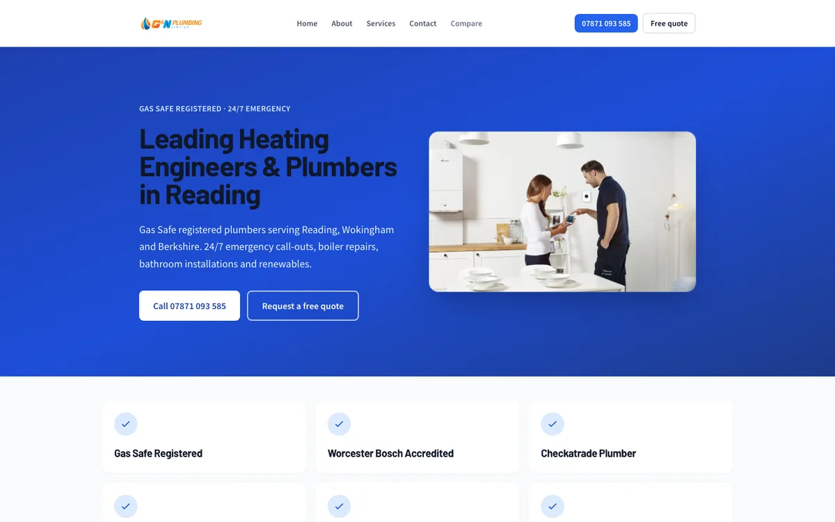 G & N Plumbing website concept preview