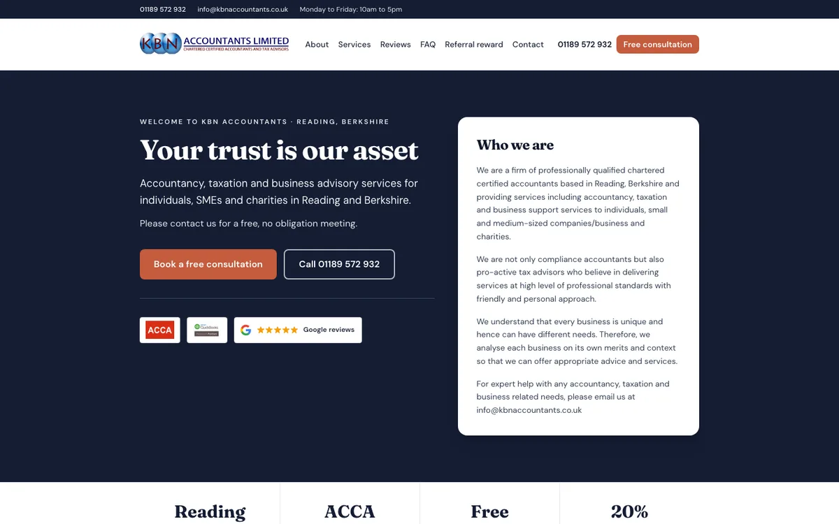 KBN Accountants website concept preview