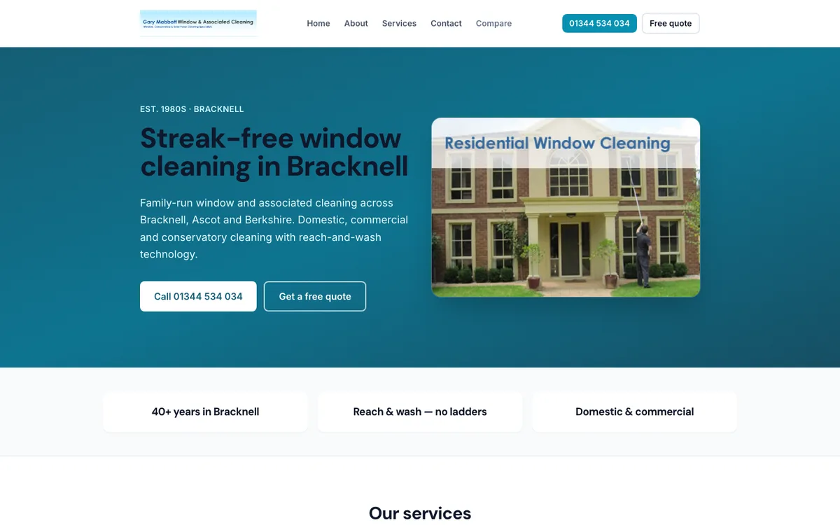 Gary Mabbott Window Cleaning website concept preview